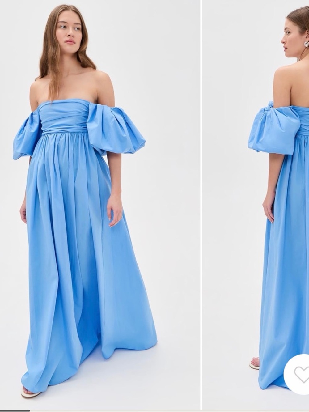 Emilia Off-Shoulder Puff Sleeve Maxi Dress in Light Blue